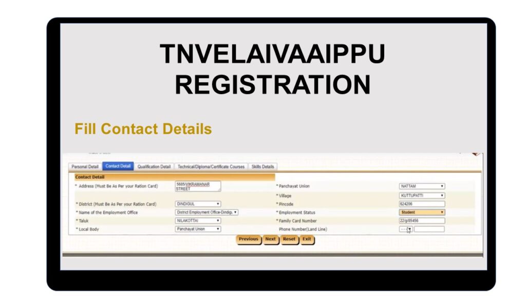 Step-6 Fill Contact Details tnvealiavaippu registration step by step guide