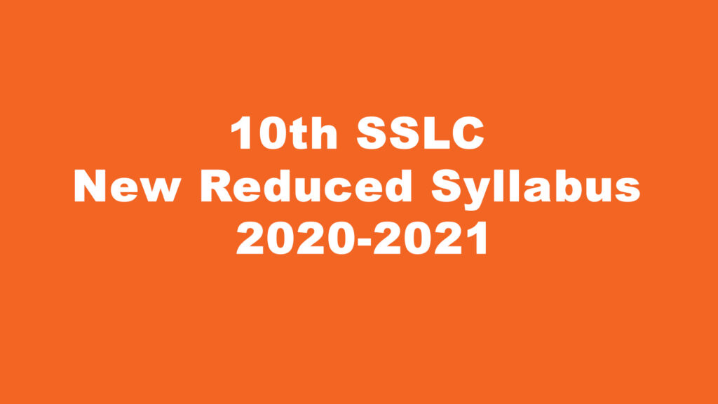 10th new reduced syllabus 2021 tamil nadu