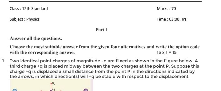 12th Physics Public Exam Model Question Paper