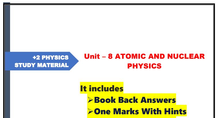 12th physics Unit 8  Important question answers guide PDF