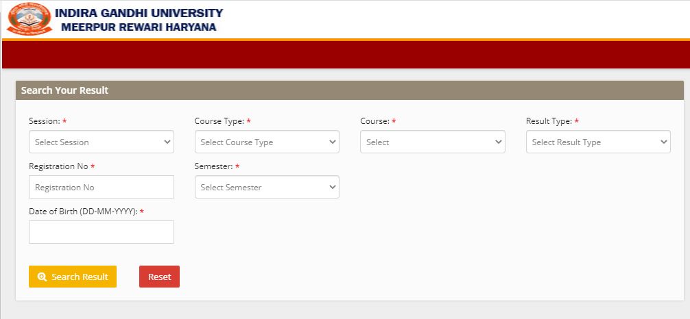 The Indira Gandhi University Meerpur result 2021