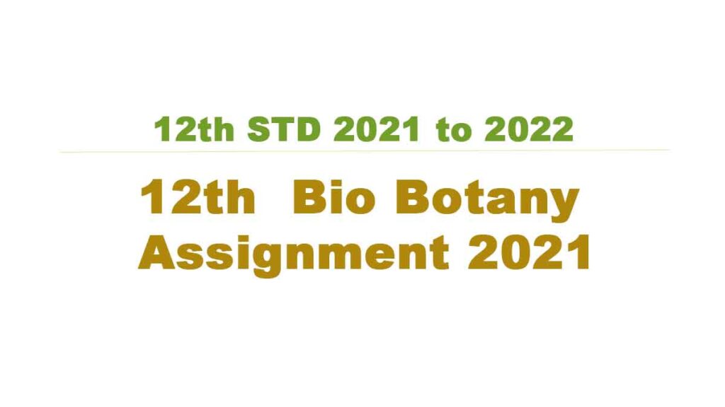 12th Bio Botany Assignment 2021 with Answerkey