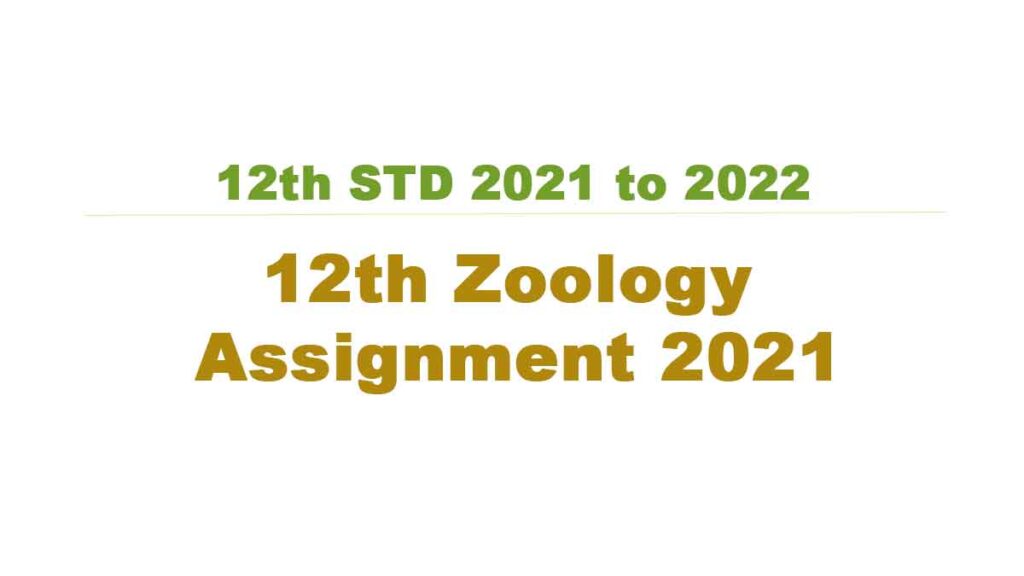 12th Zoology Assignment 2021 with Answerkey (TNSCERT ) English Medium
