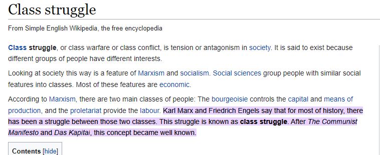 Who has given the concept of Class struggle?