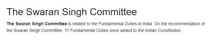 Which of the following committees to fundamental duties?